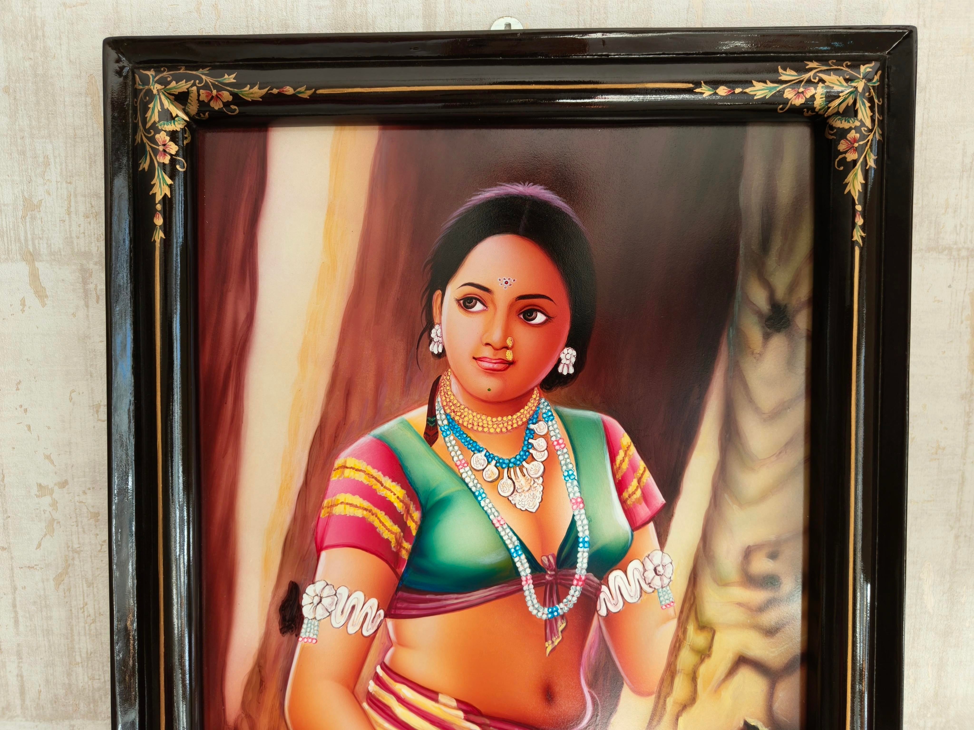 Handcrafted Nirmal painting from Telangana depicting traditional Indian folk art