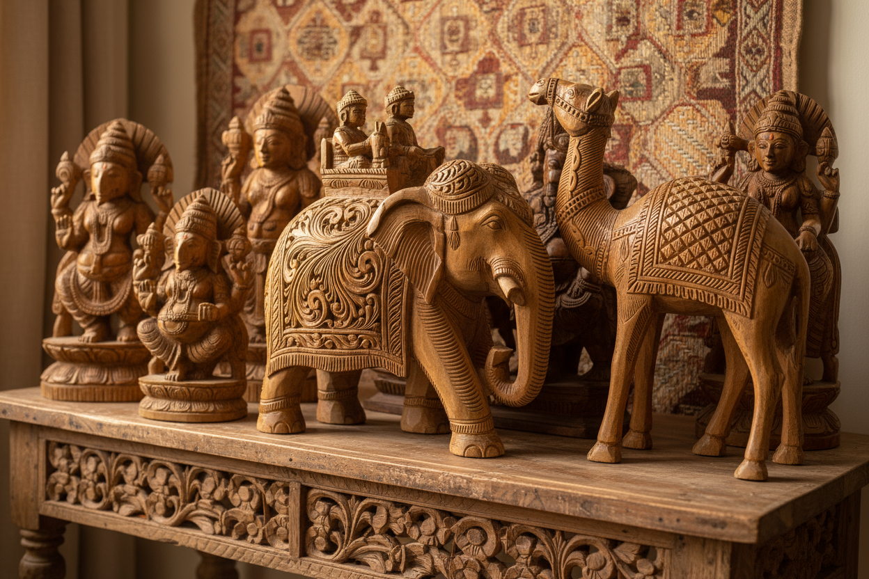 Handcrafted Rajasthani wooden art decor piece by Krafteria