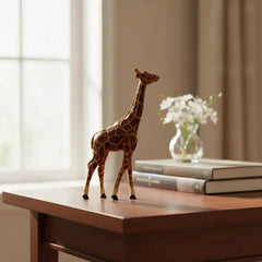 Hand-Painted Wooden Giraffe – Decorative Animal Figurine Accessories