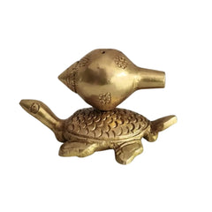 Brass Tortoise Agarbatti Stand with Shankh Holder Brass Ware