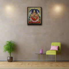 Handpainted Laxmi Devi Thanjavur Painting – Vibrant & Detailed