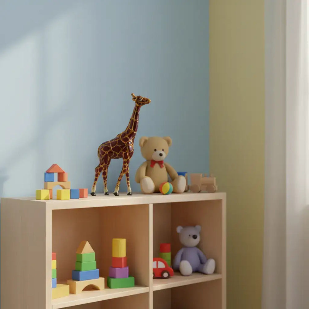 Hand-Painted Wooden Giraffe – Decorative Animal Figurine Accessories