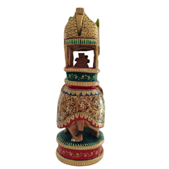 Handcrafted Wooden Elephant Ambari Pallaki | Colorful Hand-Painted Art
