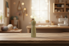 Minimalist natural wood peg doll