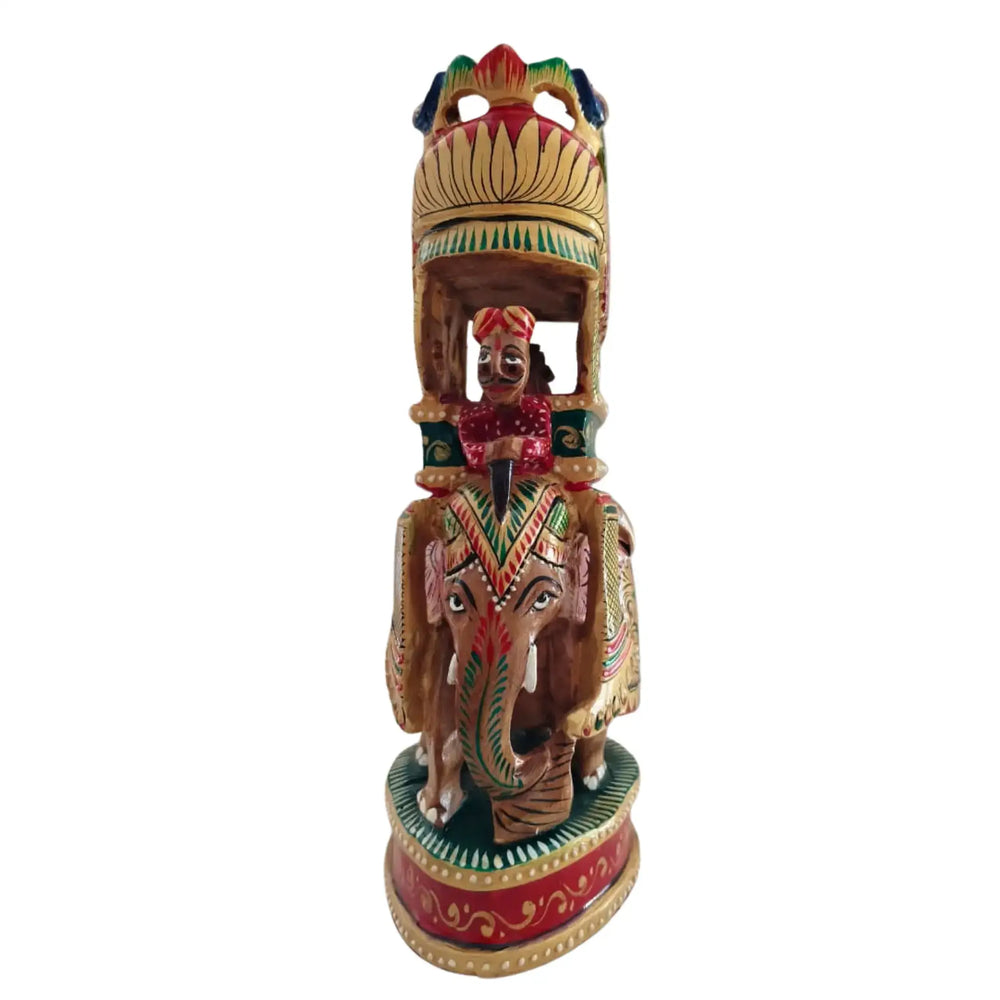 Handcrafted Wooden Elephant Ambari Pallaki | Colorful Hand-Painted Art maruthi handicrafts