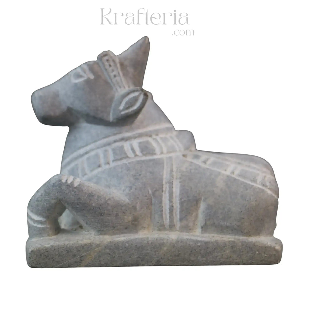 Nandi Idol in Soft Stone – Traditional Temple Decor belur shanker