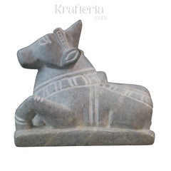 Nandi Idol in Soft Stone – Traditional Temple Decor belur shanker