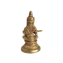Brass Idol of Goddess Annapurna Seated on a Pedestal, The Hindu Deity of Food, Brass Ware