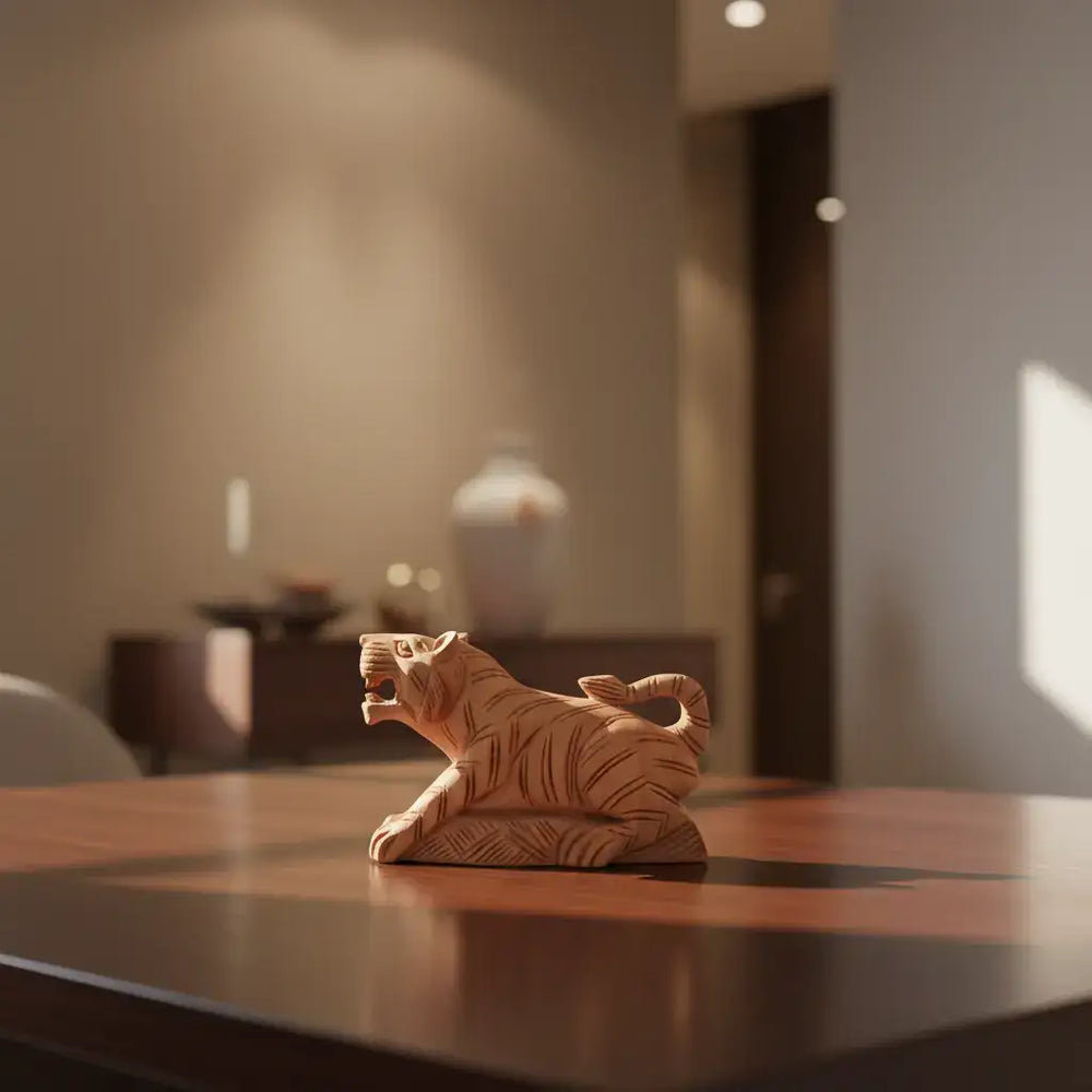 Decorative Wooden Tiger | Intricately Hand-Carved Animal Figurine maruthi handicrafts