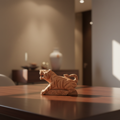 Decorative Wooden Tiger | Intricately Hand-Carved Animal Figurine