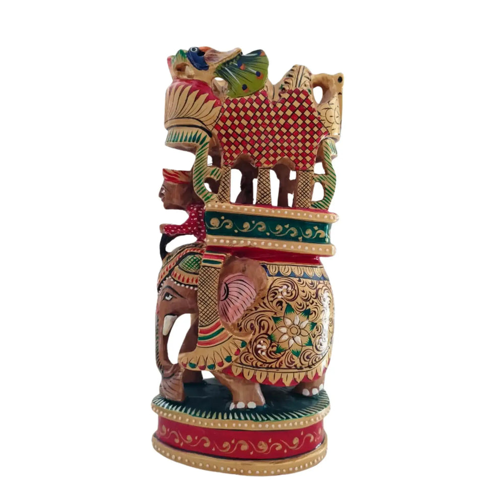 Handcrafted Wooden Elephant Ambari Pallaki | Colorful Hand-Painted Art maruthi handicrafts