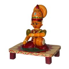 Hand-painted Channapatna wooden Lakshmi Devi seated figurine