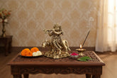 Brass Lord Krishna Playing Flute Idol Brass Ware