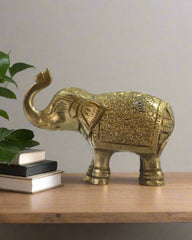 Brass Elephant Idol for Vastu, Prosperity, and Good Luck