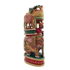 Handcrafted Wooden Elephant Ambari Pallaki | Colorful Hand-Painted Art maruthi handicrafts