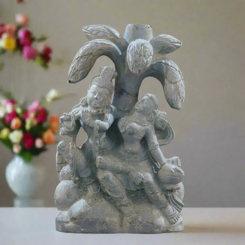 Radha Krishna Sculpture – Eternal Love Divine Soft Stone