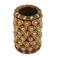 Handmade Wooden Stone Pen Holder – Rustic Office Accessory