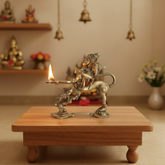 Mythical Brass Yali (Vyala) Oil Lamp - Traditional Indian Diya Stand
