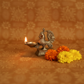 Handcrafted Brass Annapakshi Table Diya | Traditional Peacock Oil Lamp on Pedestal Base Brass Artwork