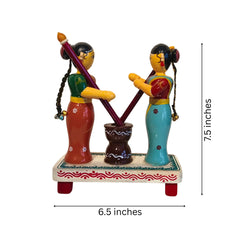 Etikoppaka Lacquerware - Women Pounding Grain Figurine