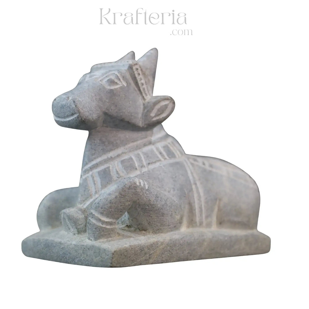 Nandi Idol in Soft Stone – Traditional Temple Decor belur shanker
