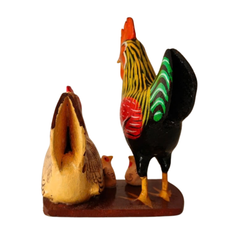 Telangana folk art Nirmal wooden rooster family toy set