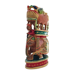 Handcrafted Wooden Elephant Ambari Pallaki | Colorful Hand-Painted Art maruthi handicrafts