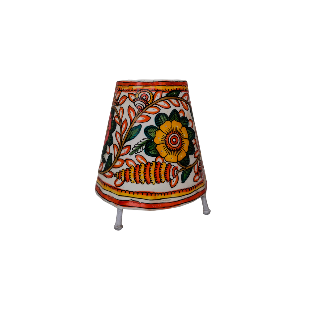 Intricate Flower and Leaf Leather Art Lamp | Bed Lamp Leather Paintings