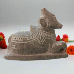Nandi Idol in Soft Stone – Traditional Temple Decor