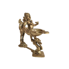 Mythical Brass Yali (Vyala) Oil Lamp - Traditional Indian Diya Stand