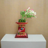 Vibrant Kondapalli Wooden Tulasi Peetam with Folk Art Motifs Kondapalli Lacquerware