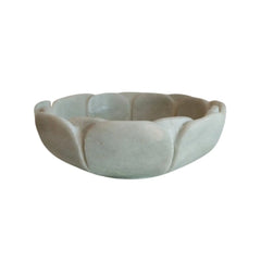 Round white marble urli bowl with smooth finish