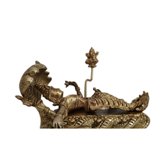 Divine Trinity Brass Idol – Vishnu, Maheshwara, and Brahma in Ananta Shayana Form