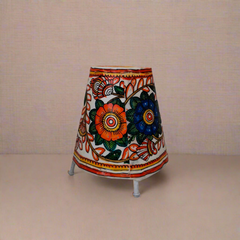 Intricate Flower and Leaf Leather Art Lamp | Bed Lamp Leather Paintings