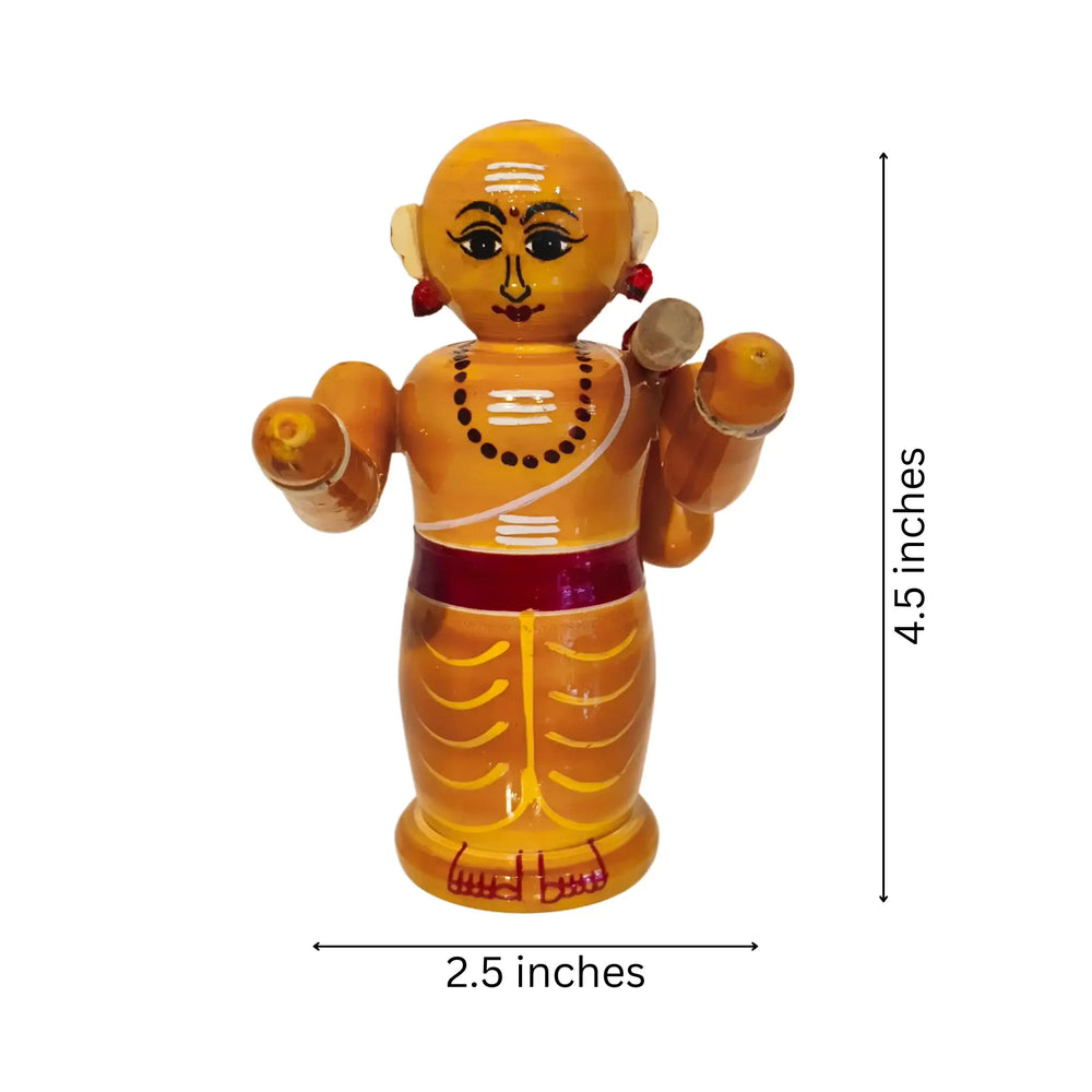 Vibrant Etikoppaka Wooden Deity/Guru Etikoppaka Lacquerware