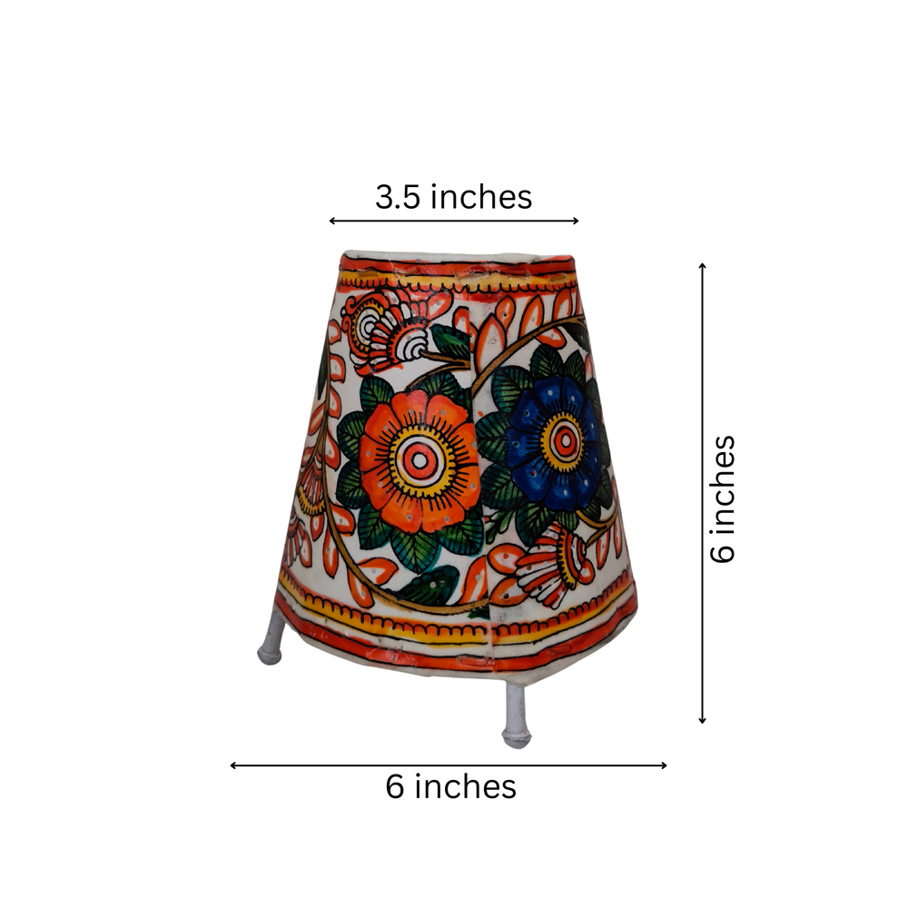 Intricate Flower and Leaf Leather Art Lamp | Bed Lamp Leather Paintings