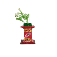 Vibrant Kondapalli Wooden Tulasi Peetam with Folk Art Motifs