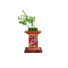 Vibrant Kondapalli Wooden Tulasi Peetam with Folk Art Motifs Kondapalli Lacquerware
