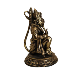 Brass Kneeling Hanuman Statue – Bajrangbali Idol with Gada for Protection Brass Artwork