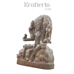 Sculpture of Lord Dattatreya – Representation of Brahma, Vishnu, and Shiva Soft Stone