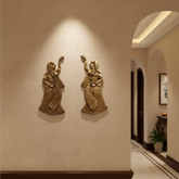 Brass Traditional Indian Dancer Wall Accents – Pair of 2 Brass Artwork