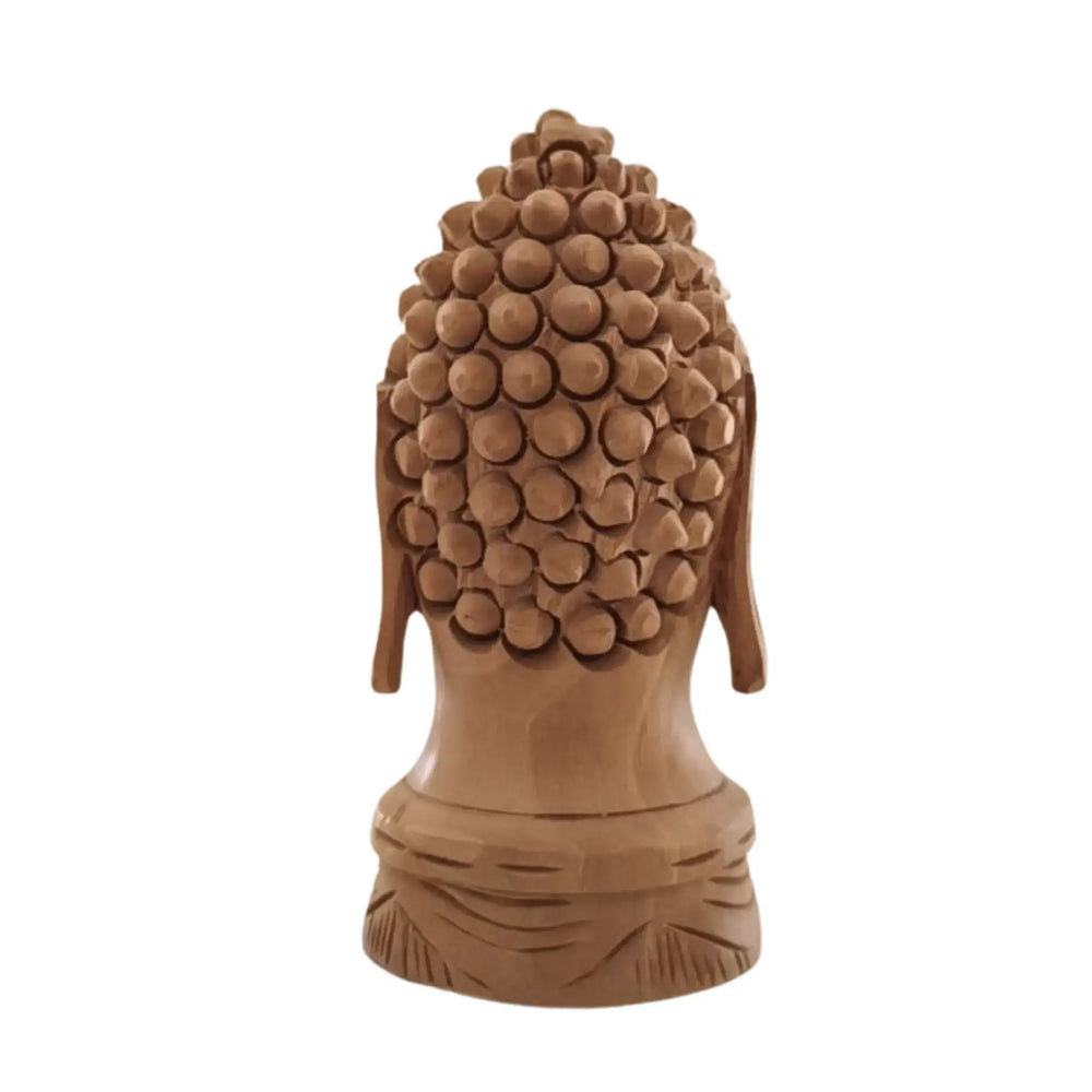 Buddha Wooden Head Statue | Hand-Carved Spiritual Decor maruthi handicrafts
