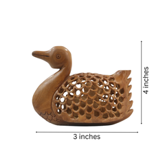 Hand-Carved Wooden Duck with Baby – Beautiful Family Sculpture