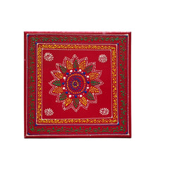 Hand-Painted Wooden Stool For Pooja (Chowki) with Traditional Design Wood Decorative