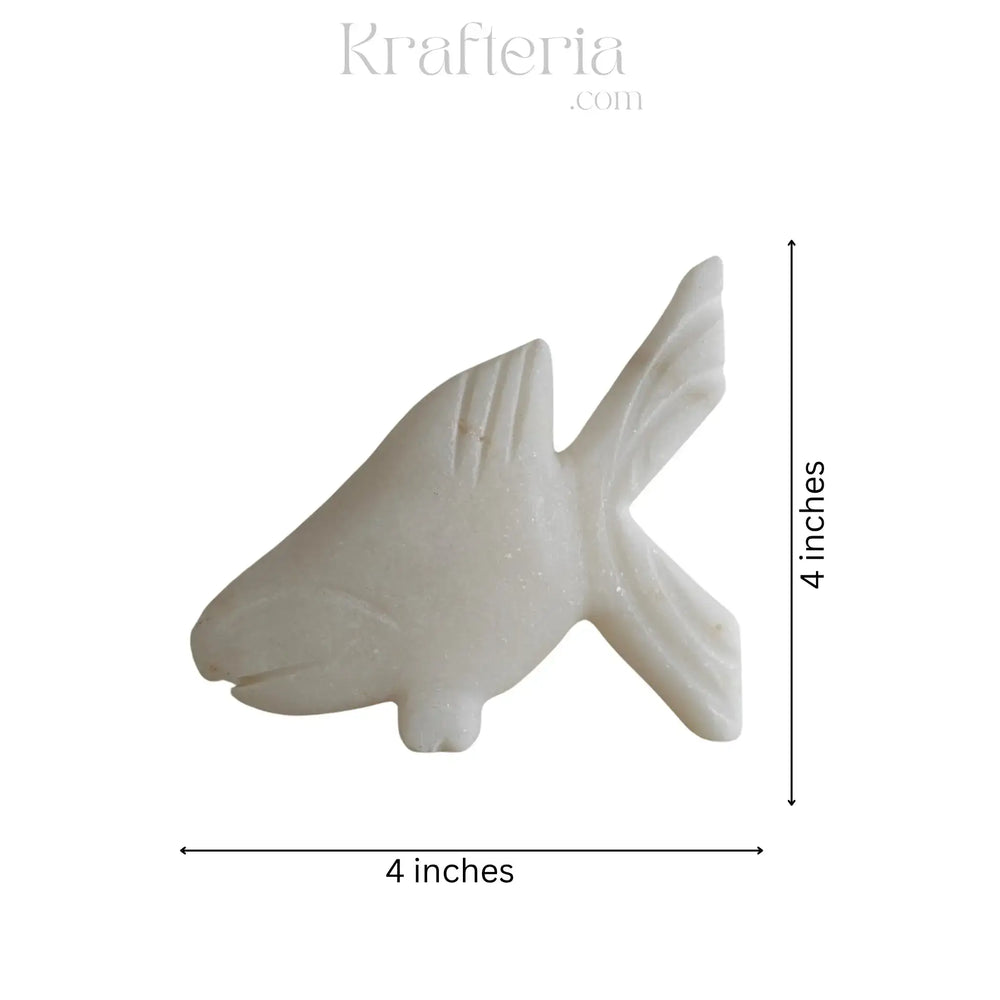 Marble Fish Showpiece – Elegant Tabletop Decoration Marble Soft Stone