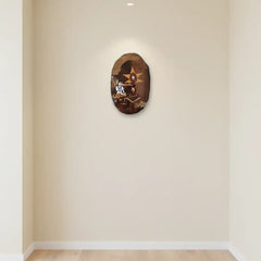 Yagna Ritual by Muni Encased in Rosewood Oval Inlay Frame Inlay Art