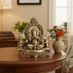 Divine Brass Ganesha with Mushika – Symbol of Wisdom, Humility & Prosperity Brass Ware