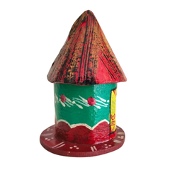 Vibrant Village Hut - Hand-Painted Kondapalli Wooden Toy Kondapalli Lacquerware