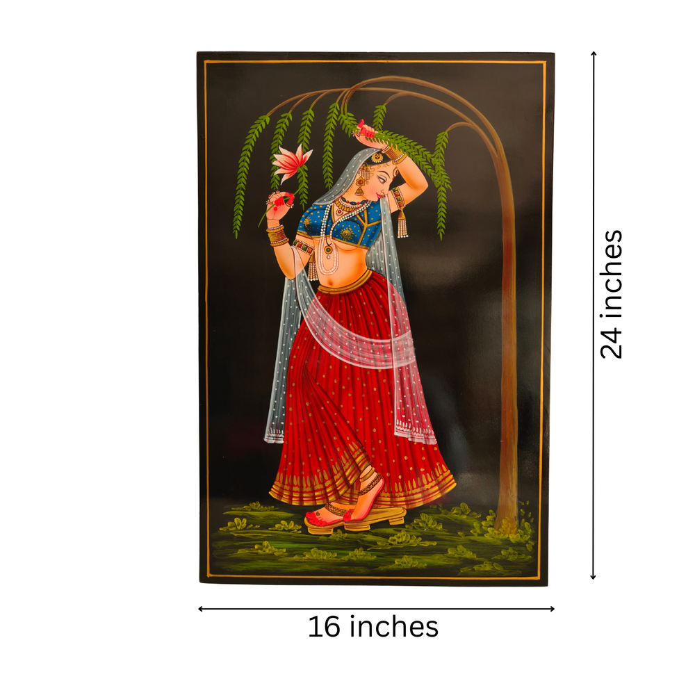 Folk tribal woman beneath tree Nirmal art