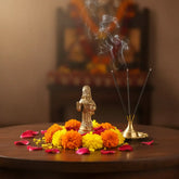 Miniature Golden Brass Goddess Annapoorna Idol - Dispenser of Nourishment Brass Ware